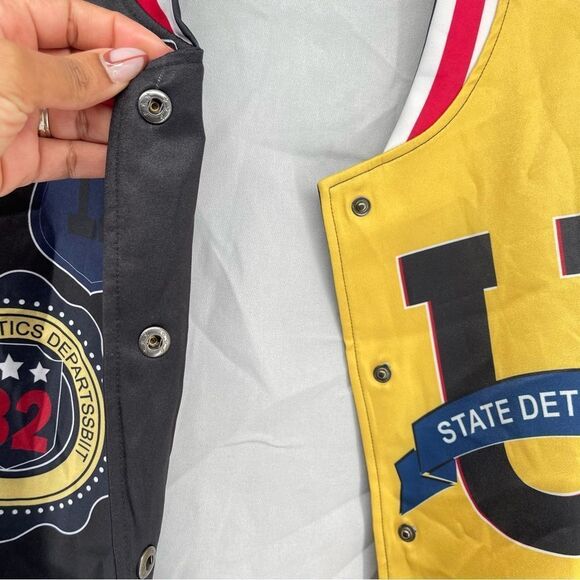 Women’s Colorblock Snap Front Lightweight 90s Letterman Varsity Jacket Small - Picture 11 of 12